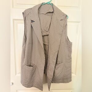 Plaid Sleeveless Blazer & Short Set